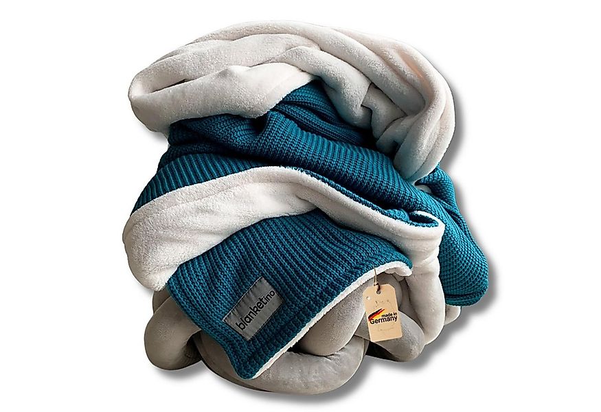 Wohndecke flauschige Kuscheldecke, wärmende Couchdecke im Strick Design, bl günstig online kaufen