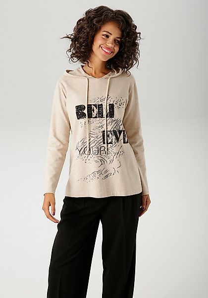 Aniston CASUAL Strickpullover mit Pailletten-Schriftzug verziertem Vorderte günstig online kaufen