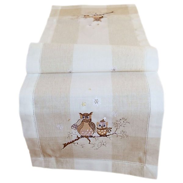 texpot Tischdecke Stickerei Eulen Herbst Winterdekoration günstig online kaufen