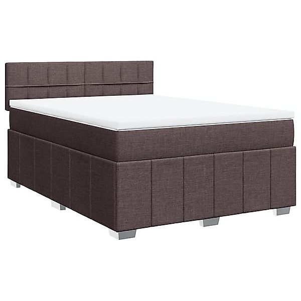 vidaXL Bett Boxspringbett mit Matratze Dunkelbraun 140x200 cm Stoff günstig online kaufen