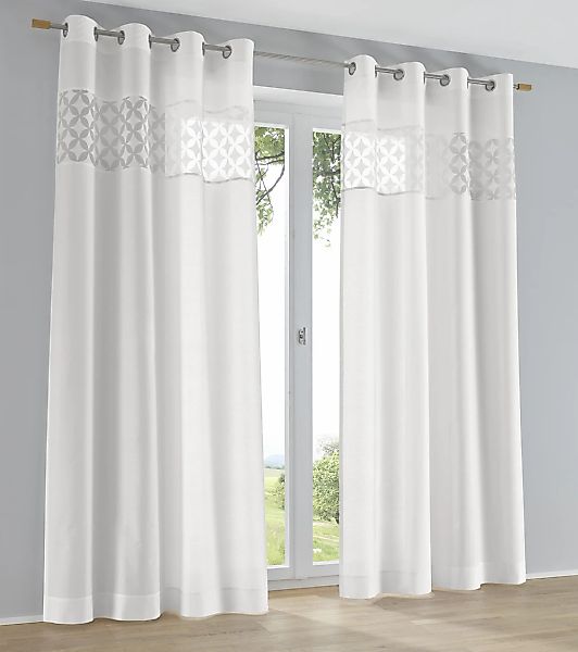 Kutti Vorhang "Jessy weiß" Ösen 1 Stk. tlg. moderne Gardine, silberne Ösen günstig online kaufen