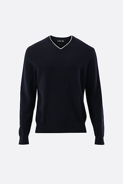 Pullover mit V-Ausschnitt mit Kaschmir und Baumwolle günstig online kaufen