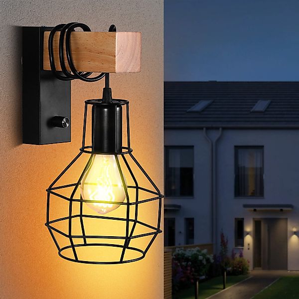 BlingBin Wandleuchte Innen Vintage Wandlampe, Schwarz günstig online kaufen