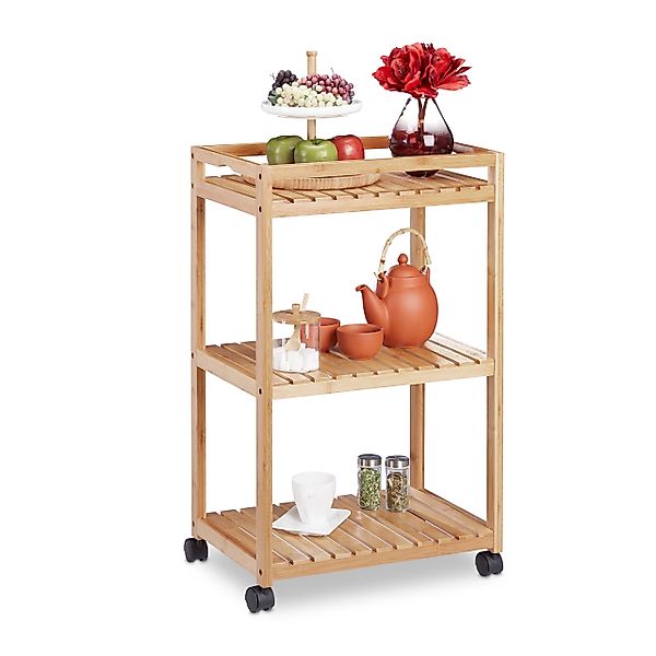 relaxdays Servierwagen Bambus mit 3 Etage günstig online kaufen