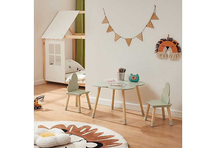 en.casa Kindersitzgruppe, (3-tlg., Tisch mit 2 Stühlen), »Epim« Kindertisch günstig online kaufen