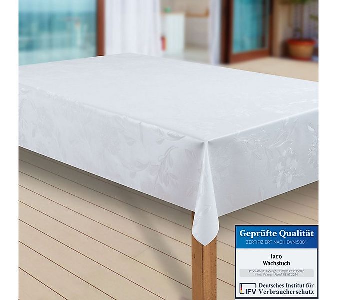 laro Tischdecke Wachstuch-Tischdecken Abwaschbar Dhalia Weiss rechteckig günstig online kaufen