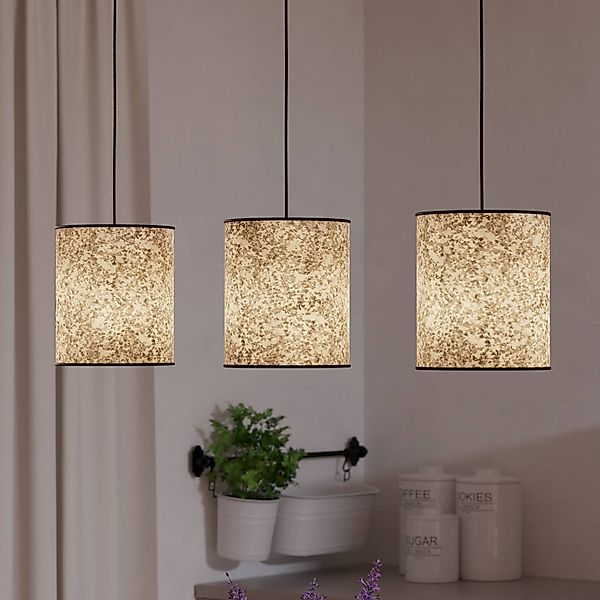 Hängelampe Butterburn, Länge 86 cm, beige/grün, 3-flg., günstig online kaufen