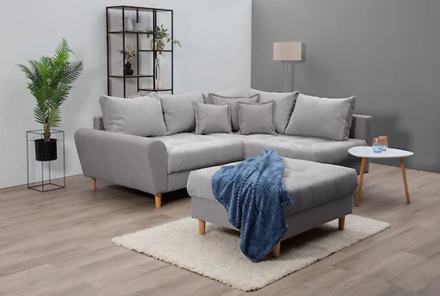 Home affaire Ecksofa »Rice L-Form, B: 223 cm« Set: Sofa & Hocker, mit 3 Zie günstig online kaufen