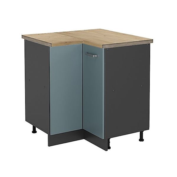 Vicco Eckunterschrank R-Line Küchen Eckschrank Blau-Grau/Anthrazit 76 cm AP günstig online kaufen