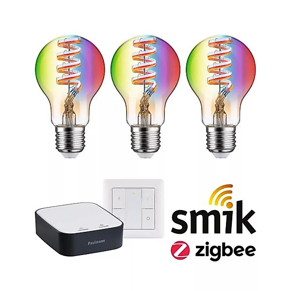 Smartes Zigbee 3.0 LED Starter Set Smik E27 - Birne A60 3x 6,3W 470lm RGBW günstig online kaufen
