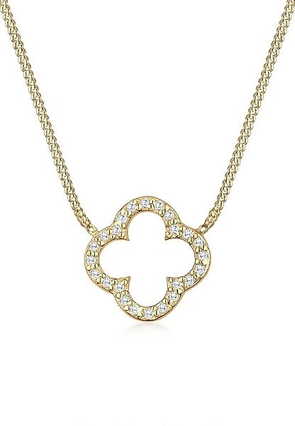 Elli Kette mit Anhänger Kleeblatt Glück Zirkonia 925 Silber, Kleeblatt günstig online kaufen