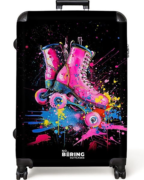 NoBoringSuitcases.com© Hartschalen-Trolley Rosa Rollschuhe mit Farbe günstig online kaufen