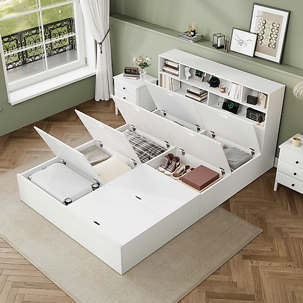 BlingBin Stauraumbett Doppelbett, Massivholzbett mit Stauraum, günstig online kaufen