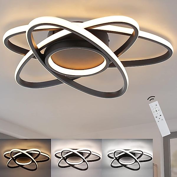 Nettlife LED Deckenleuchte Schwarz Dimmbar Deckenlampe günstig online kaufen