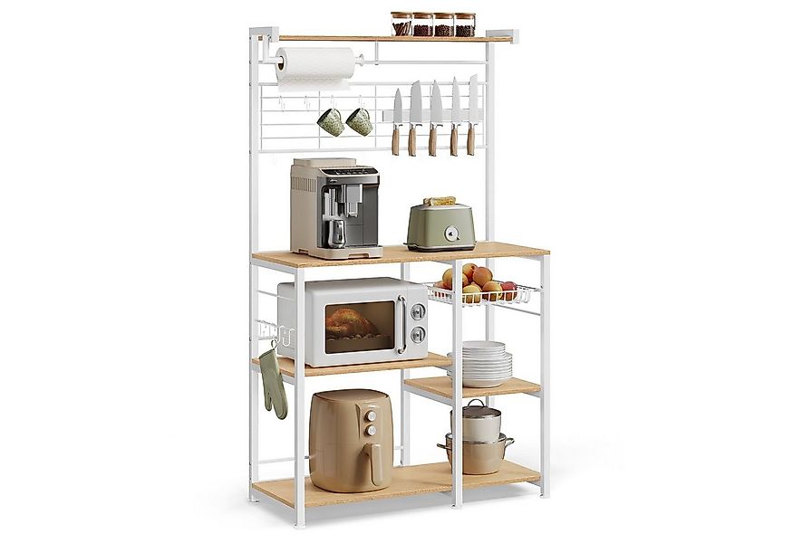 VASAGLE Standregal, Küchenregal, mit Magnetleiste für Messer, Drahtkorb, Ro günstig online kaufen