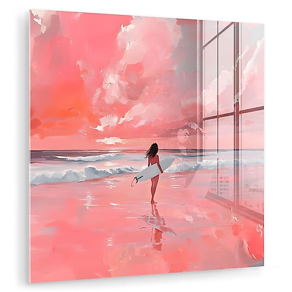 MuchoWow Acrylglasbild Rosa - Surfen - günstig online kaufen