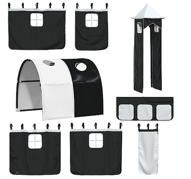 vidaXL Betthimmel Vorhänge für Hochbett mit Tunnel und Turm Weiß und Schwar günstig online kaufen