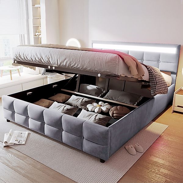 STILVORA Polsterbett 180x200 Bettgestell mit Stauraum günstig online kaufen