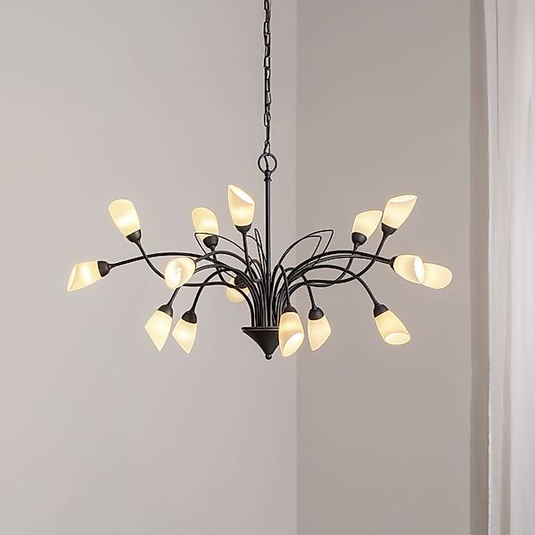 Pendelleuchte Gloriosa, Glas, schwarz, 15-flammig günstig online kaufen