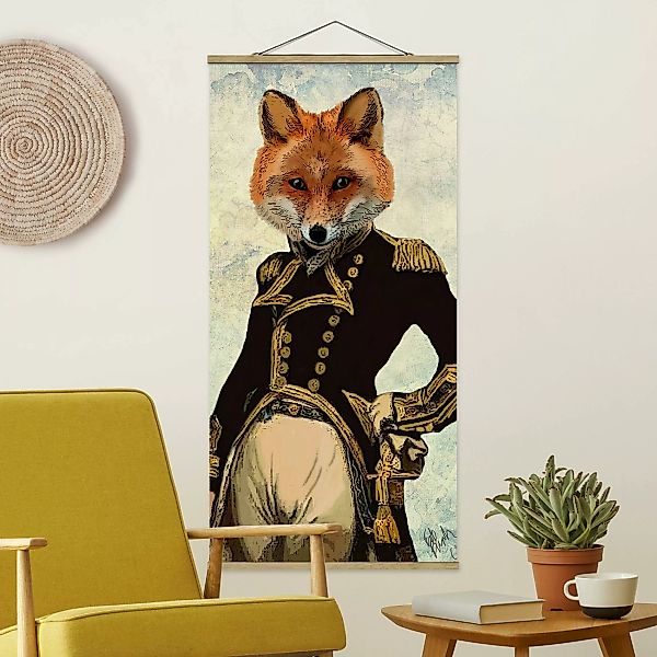 Stoffbild Tiere mit Posterleisten - Hochformat Tierportrait - Fuchsadmiral günstig online kaufen