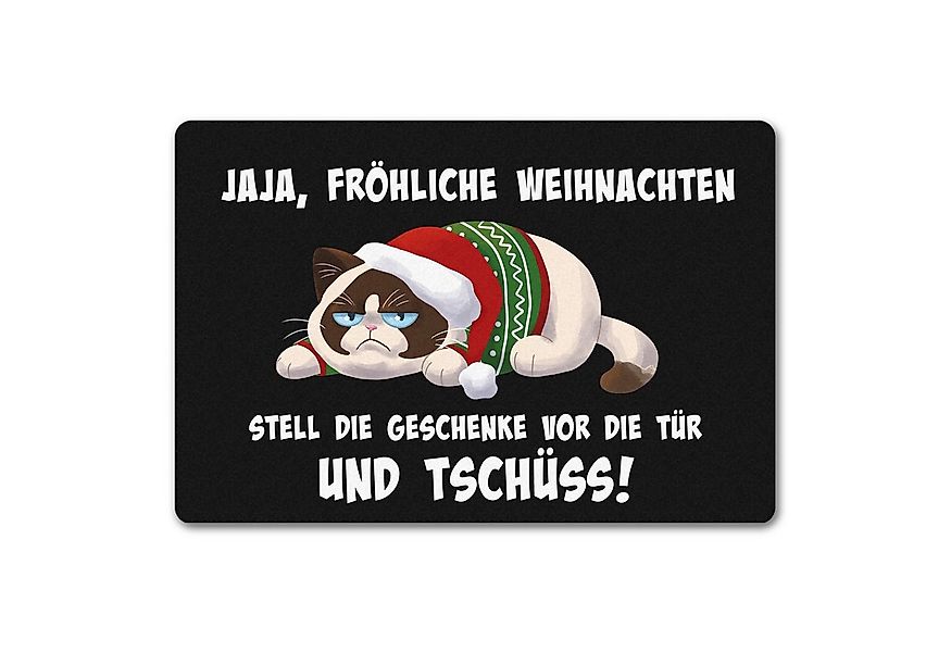 speecheese Fußmatte Jaja fröhliche Weihnachten mit grummeliger Katze Fußmat günstig online kaufen