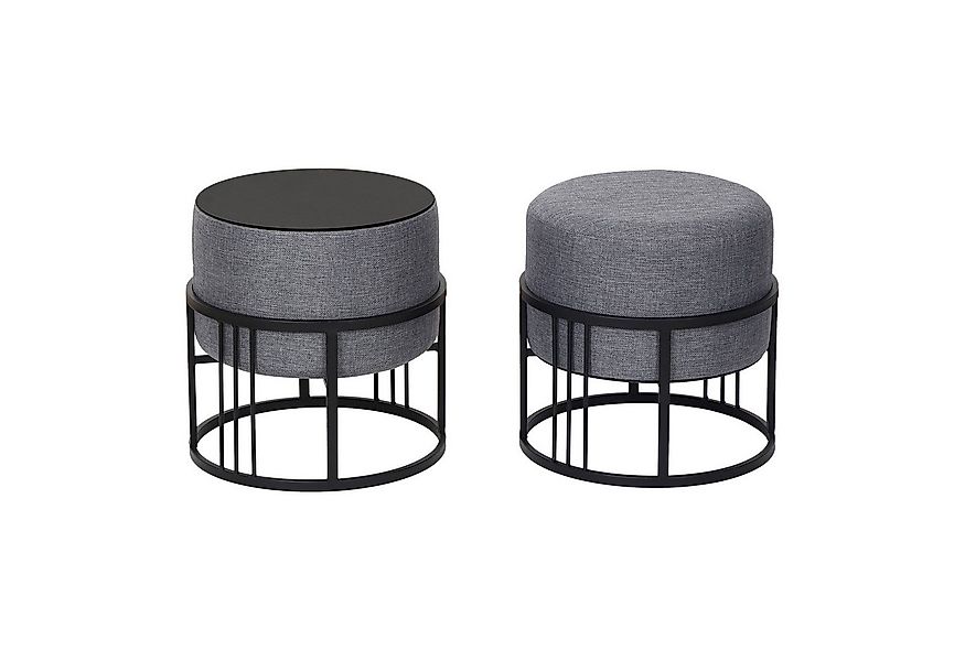 en.casa Sitzhocker (2er Set), »Tas« mit Tischfunktion gepolstert rund Dunke günstig online kaufen