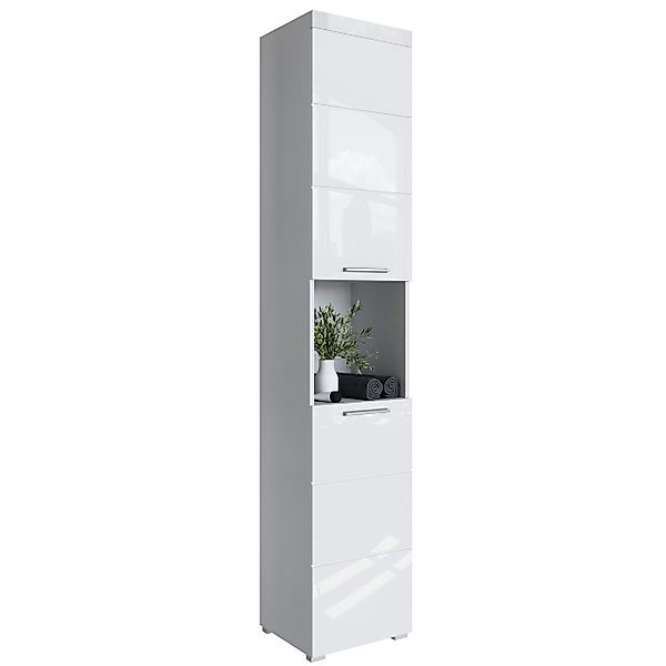 Newroom Hochschrank Trinity Weiß Hochglanz Badezimmerschrank günstig online kaufen