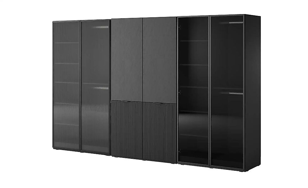 Drehtürenschrank 6 türig Sandbox ¦ schwarz ¦ Maße (cm): B: 303 H: 200 Schrä günstig online kaufen