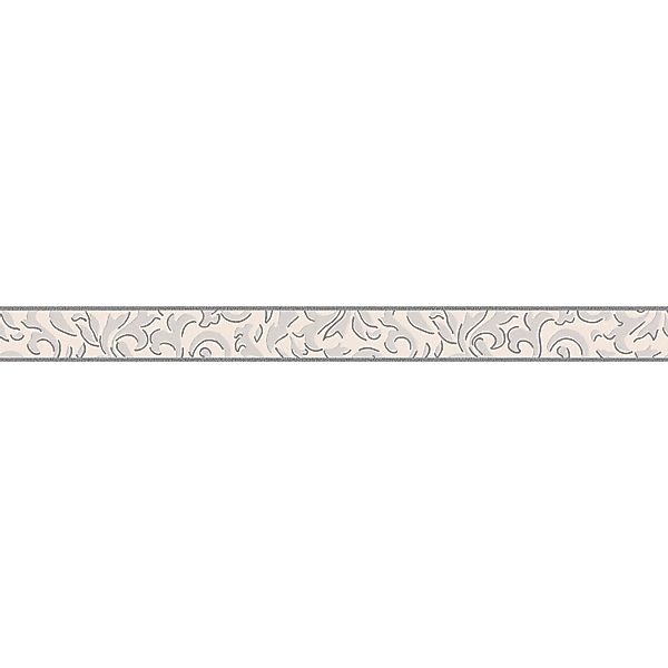 Bricoflor Schmale Tapetenbordüre mit Ornament in Creme und Grau Neobarock T günstig online kaufen