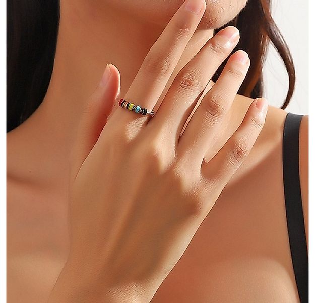 Eyecatcher Fingerring Anti Stress Ring bunte bewegliche Röllchen One Size günstig online kaufen