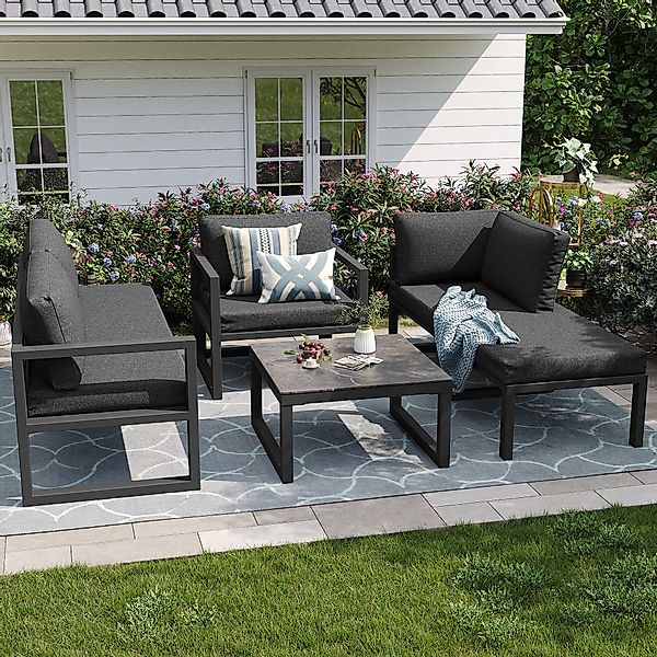 Merax Gartenlounge-Set, (4-tlg., Balkonmöbel Gartengarnitur Gartenlounge günstig online kaufen