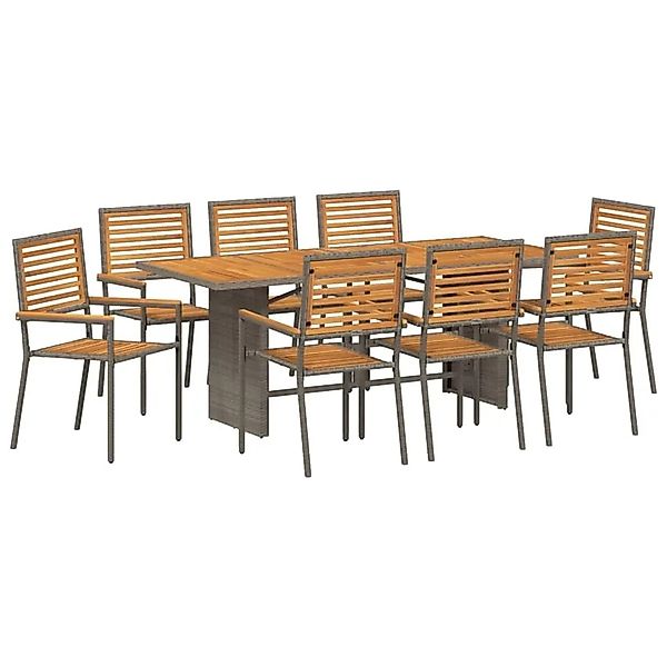 vidaXL Garten Essgruppe 9-Tlg Grau Poly-Rattan 3365453 günstig online kaufen