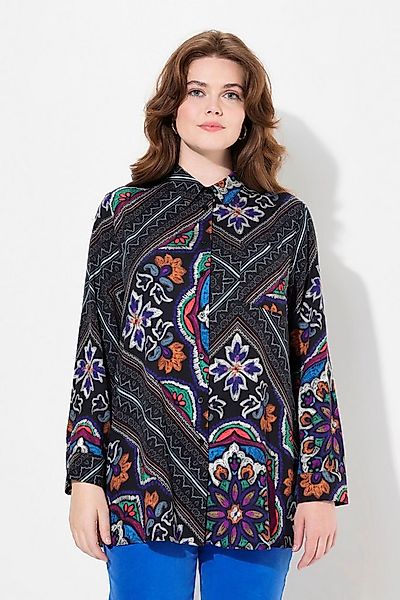 Ulla Popken Hemdbluse Hemdbluse Mustermix Hemdkragen Langarm günstig online kaufen
