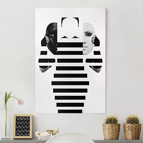 Leinwandbild Schwarz-Weiß - Hochformat Masken in Schwarz-Weiß günstig online kaufen