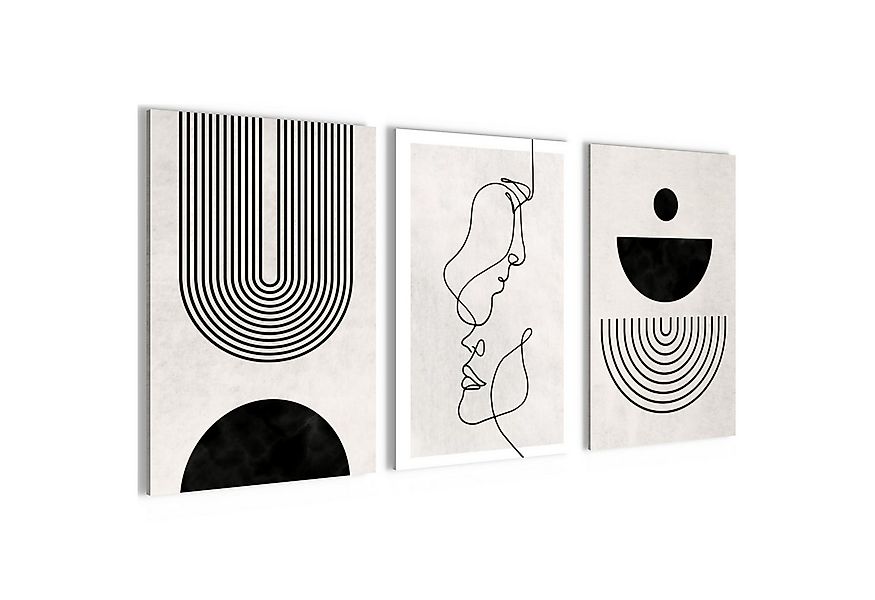Novart Wandbild Set Wohnzimmer Abstrakte Kunst Schwarz-weiß Gesicht günstig online kaufen