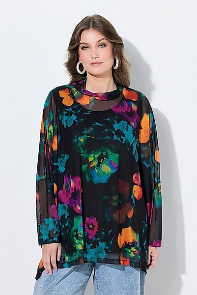 MIAMODA Druckbluse Mesh-Bluse oversized Blüten-Muster günstig online kaufen