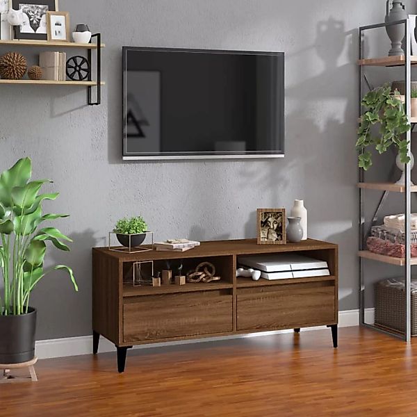 Vidaxl Tv-schrank Braun Eichen-optik 100x34,5x44,5 Cm Holzwerkstoff günstig online kaufen
