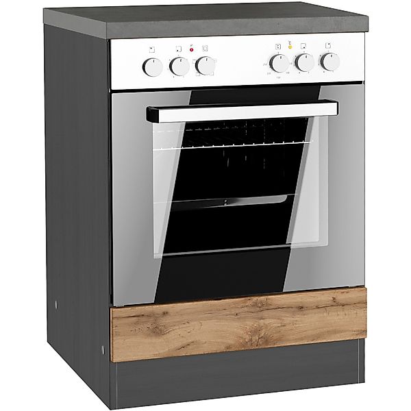 Held Möbel Küchen-Herdumbauschrank Turin 60 cm Wotaneiche/Graphit günstig online kaufen