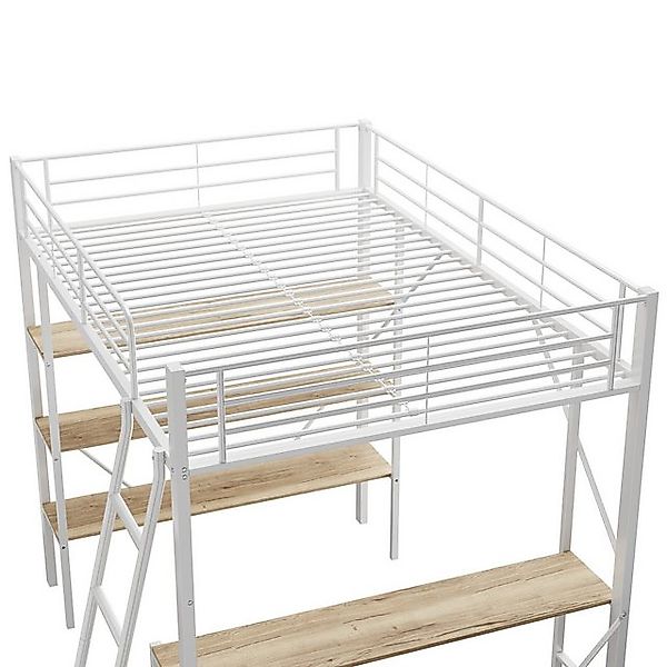 HAUSS SPOLE Hochbett 90x200cm Metallbett mit Schreibtisch und 3 Ablagen für günstig online kaufen