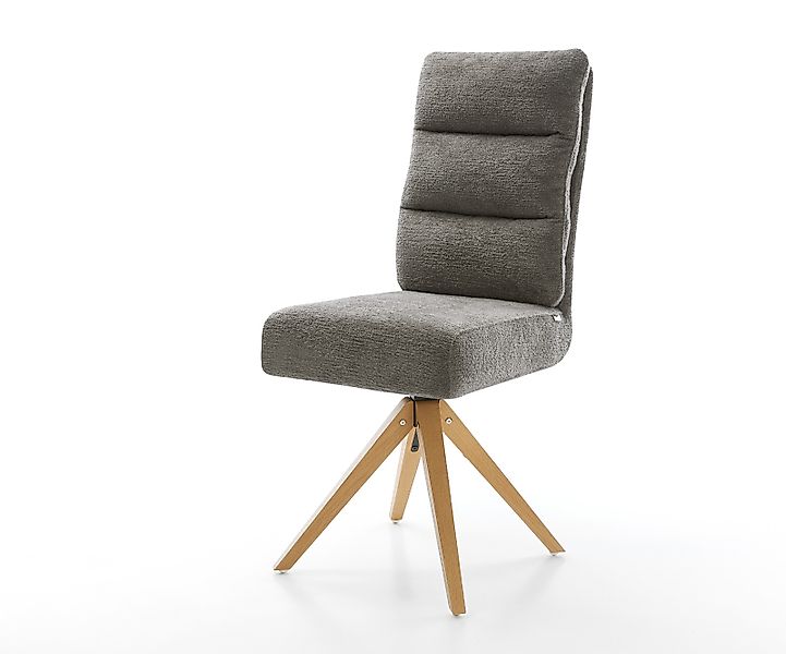 Drehstuhl Pela-Flex Bouclé Soft Schlamm Holzgestell kantig Natur 180° drehb günstig online kaufen