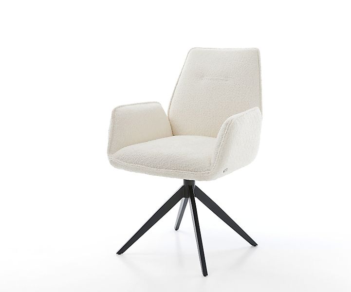 Drehstuhl Zoa-Flex Bouclé Weiß Kreuzgestell breit Schwarz 360° drehbar Wipp günstig online kaufen