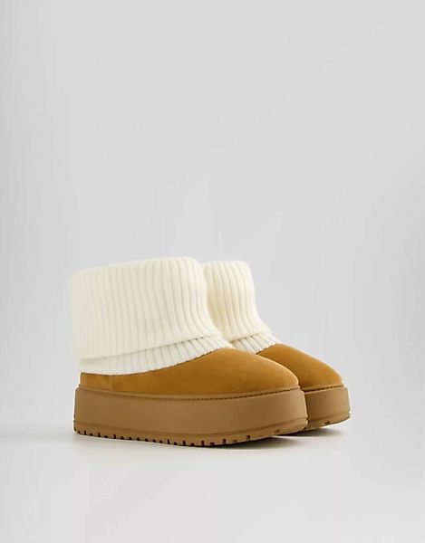 Bershka Sock-Boots Mit Plateausohle Damen 38 Camel günstig online kaufen