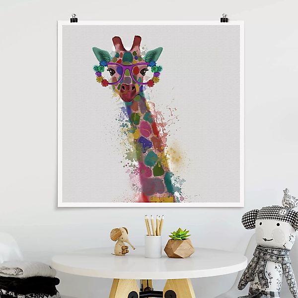 Poster - Quadrat Regenbogen Splash Giraffe günstig online kaufen