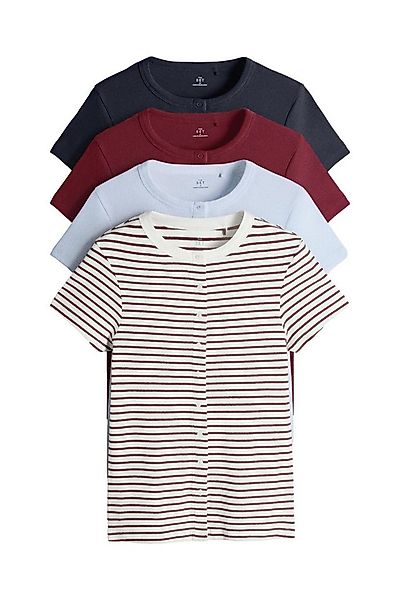 The Set T-Shirt The Set Gerippte, geknöpfte T-Shirts, 4er-Pack (4-tlg) günstig online kaufen