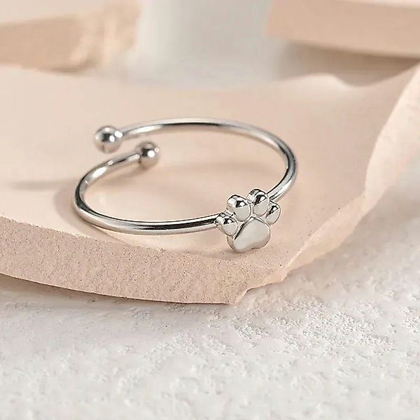 Eyecatcher Fingerring Offener süßer Pfotenabdruck Ring günstig online kaufen