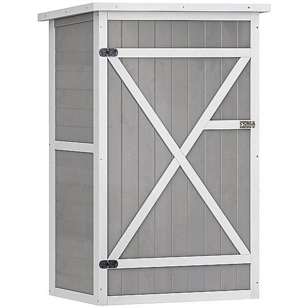 Outsunny Gartenhaus Gerätehaus Regalböden Tanne Schwarz+Grau+Weiß 75x56x115 günstig online kaufen