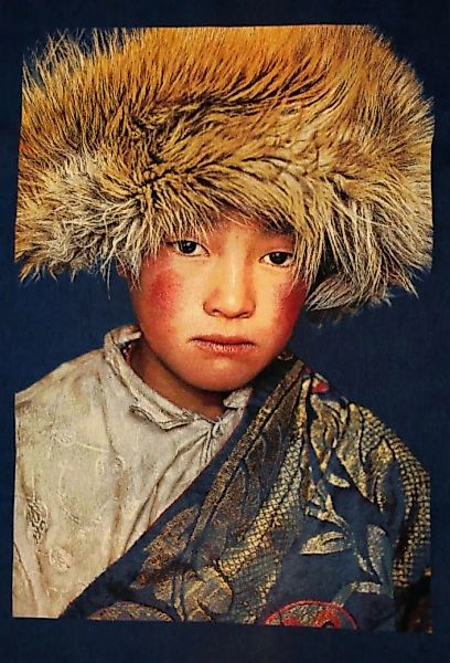 Gobelinbild Tibetanischer Junge, blau 95x140 cm ungerahmt günstig online kaufen