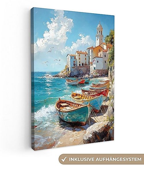 OneMillionCanvasses® Leinwandbild Boote - Felsen - Meer - Sonne, Fotodruck günstig online kaufen