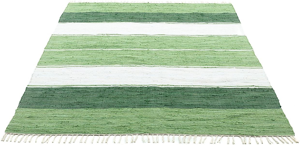 THEKO Teppich "Stripe Cotton, handgewebt" rechteckig 5 mm Höhe Flachgewebe, günstig online kaufen
