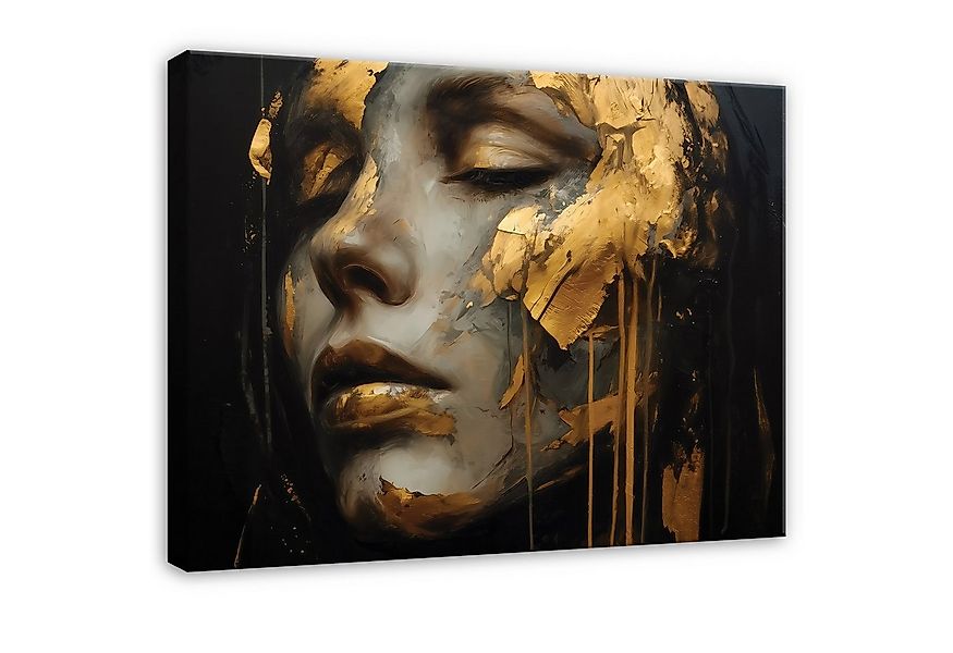 Wallarena Leinwandbild Frau Schwarz Gold Abstrakt Modern Wandbilder Wand De günstig online kaufen